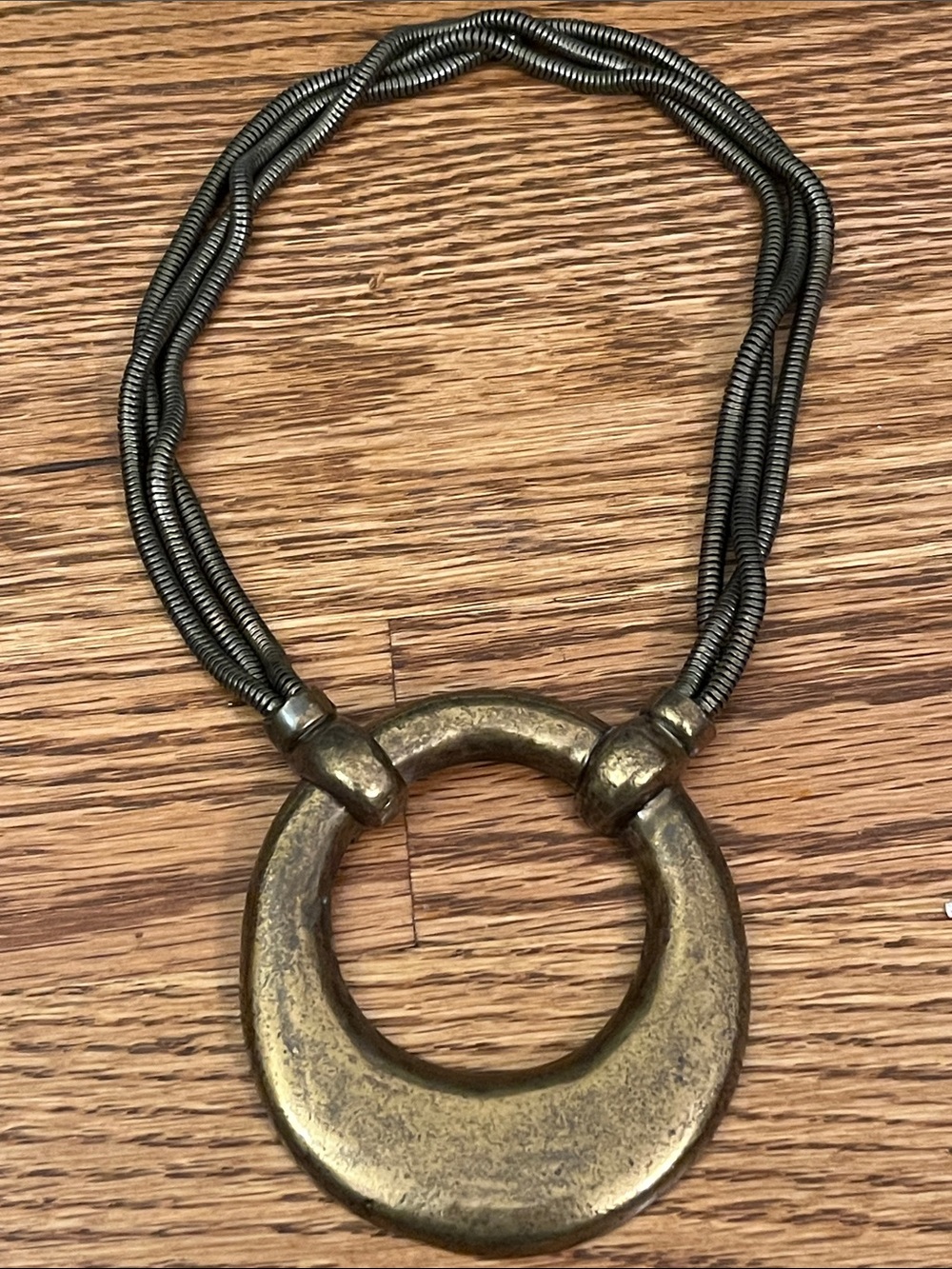 Avant Garde Paris Vintage Brutalist Modernist Pendant Necklace Triple Strand